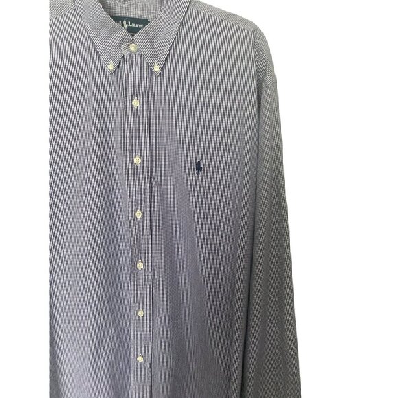 RALPH LAUREN MEN'S YARMOUTH BLUE & WHITE COTTON DRESS SHIRT SZ 17.5 - Picture 3 of 4